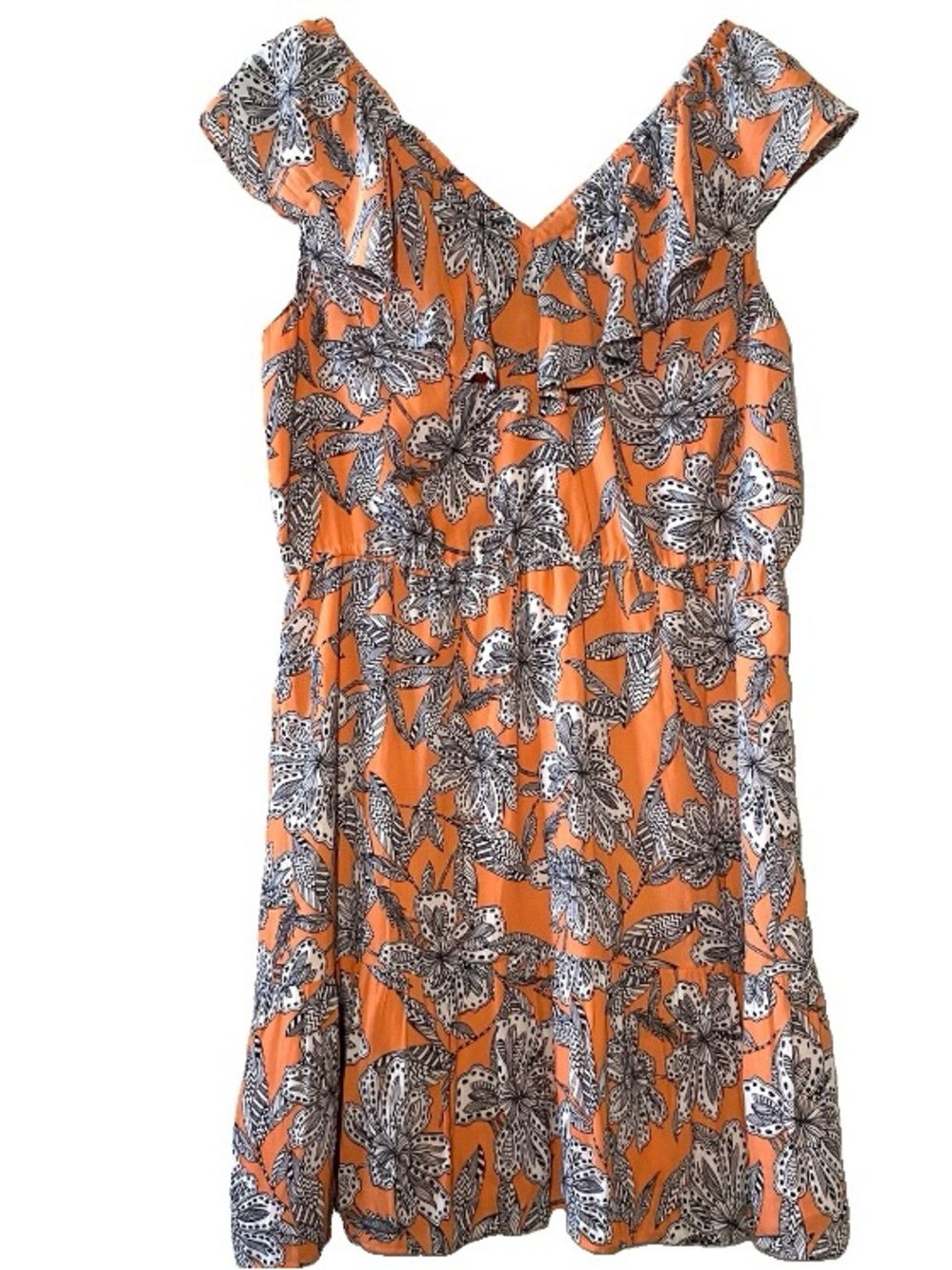 LOFT Peach Floral V-Neck Sundress